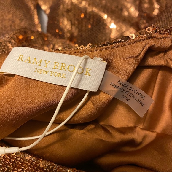 NWT Ramy Brook Gold Hallie Night Out Dress - Picture 5 of 6